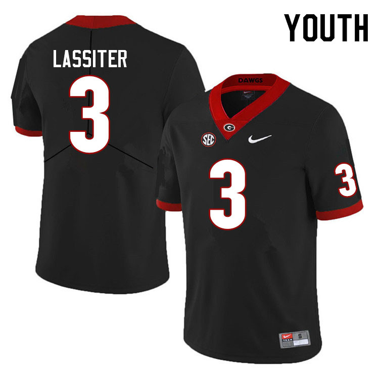 Georgia Bulldogs Youth Kamari Lassiter #3 Black Stitched College UGA Football Jersey 23UY012YI